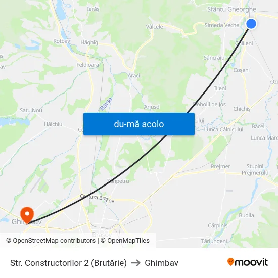 Harta de Str. Constructorilor 2 (Brutărie) către Ghimbav