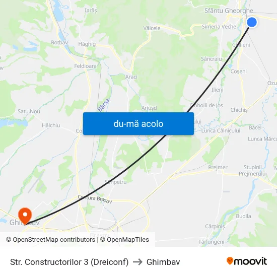 Harta de Str. Constructorilor 3 (Dreiconf) către Ghimbav