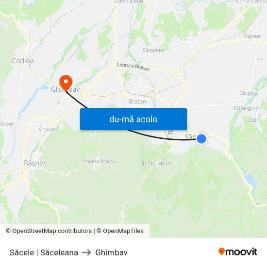 Harta de Săcele | Săceleana către Ghimbav