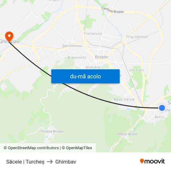 Harta de Săcele | Turcheș către Ghimbav