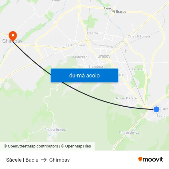 Harta de Săcele | Baciu către Ghimbav