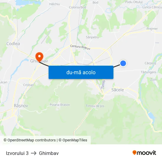 Harta de Izvorului 3 către Ghimbav