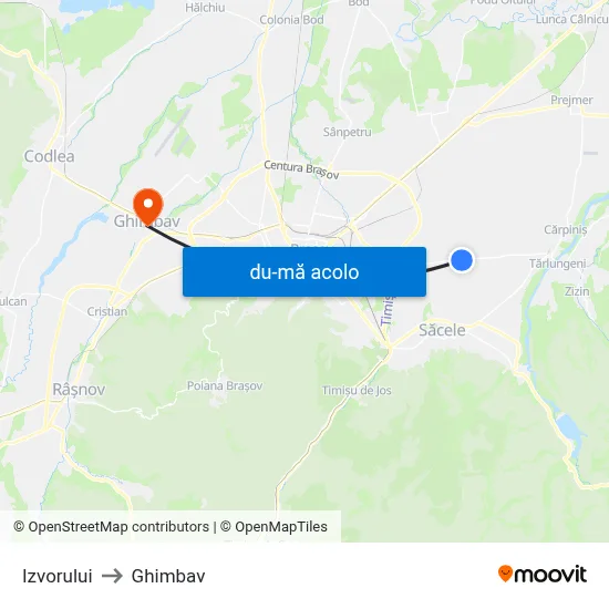 Harta de Izvorului către Ghimbav