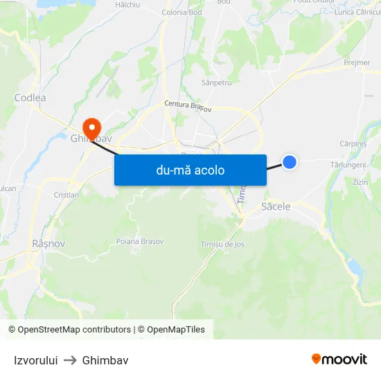 Harta de Izvorului către Ghimbav