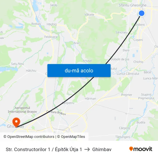 Harta de Str. Constructorilor 1 / Építők Útja 1 către Ghimbav
