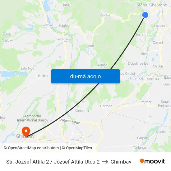 Harta de Str. József Attila 2 / József Attila Utca 2 către Ghimbav