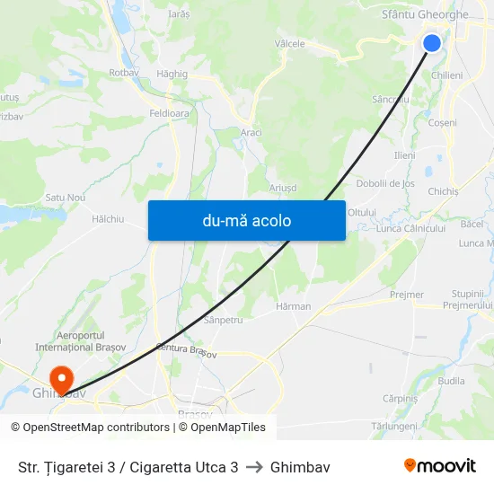 Harta de Str. Țigaretei 3 / Cigaretta Utca 3 către Ghimbav