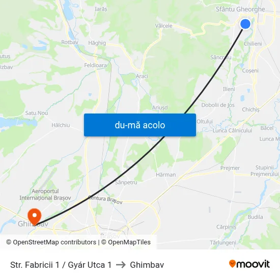 Harta de Str. Fabricii 1 / Gyár Utca 1 către Ghimbav
