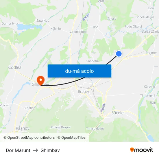 Harta de Dor Mărunt către Ghimbav