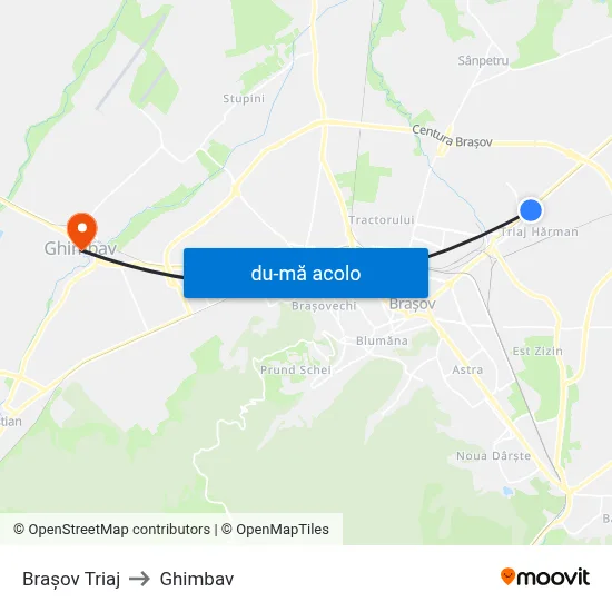 Harta de Braşov Triaj către Ghimbav