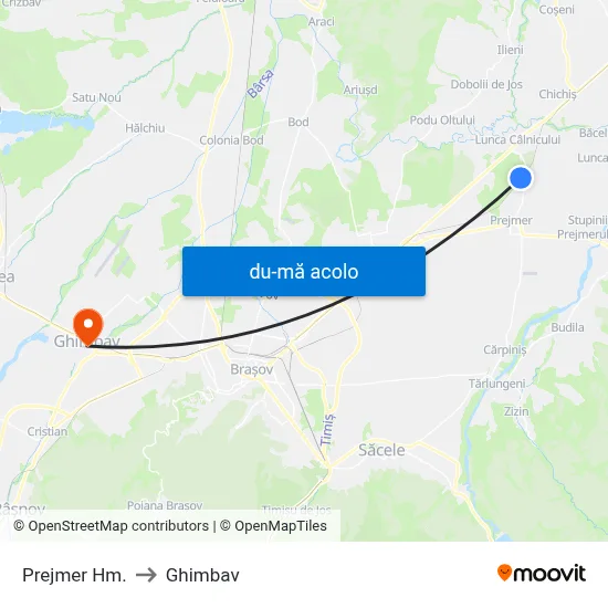 Harta de Prejmer Hm. către Ghimbav