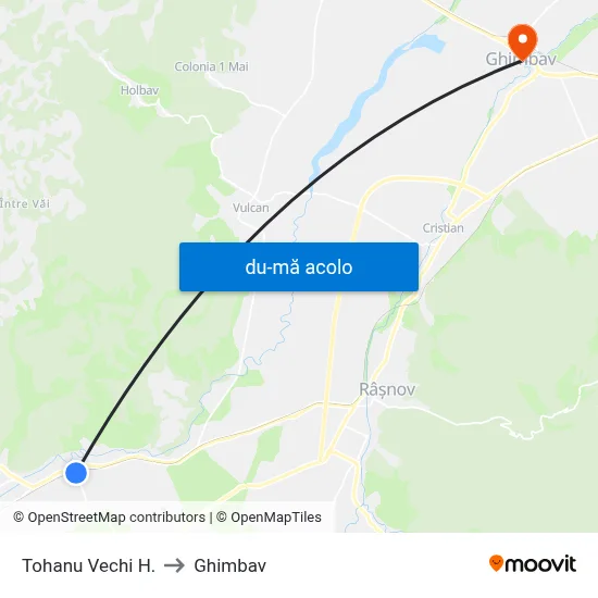 Harta de Tohanu Vechi H. către Ghimbav