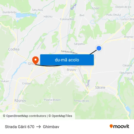 Harta de Strada Gării 670 către Ghimbav