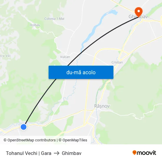 Harta de Tohanul Vechi | Gara către Ghimbav