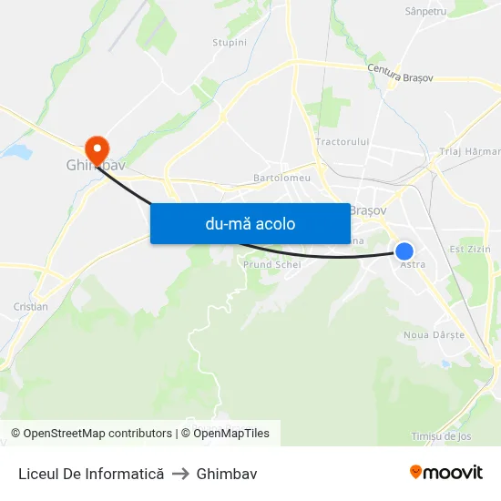 Harta de Liceul De Informatică către Ghimbav