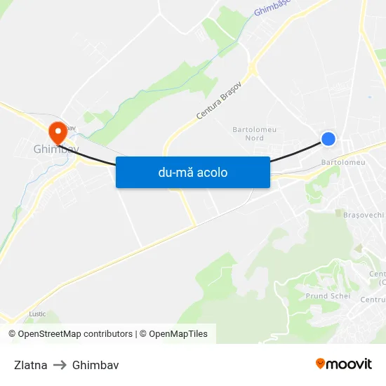 Harta de Zlatna către Ghimbav