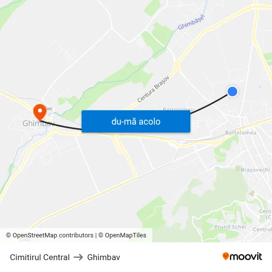 Harta de Cimitirul Central către Ghimbav