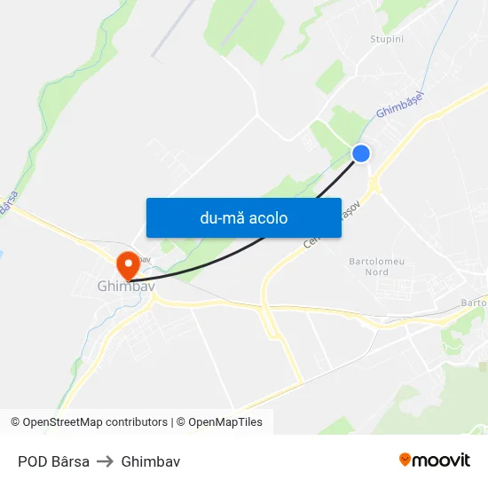 Harta de POD Bârsa către Ghimbav