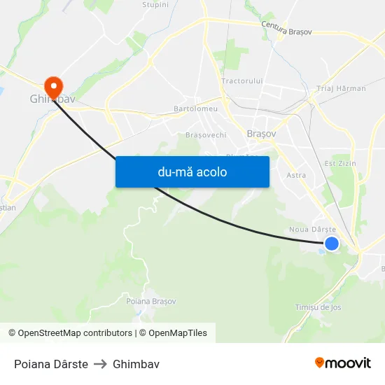 Harta de Poiana Dârste către Ghimbav