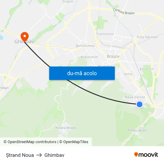 Harta de Ștrand Noua către Ghimbav