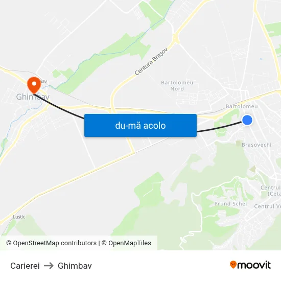 Harta de Carierei către Ghimbav