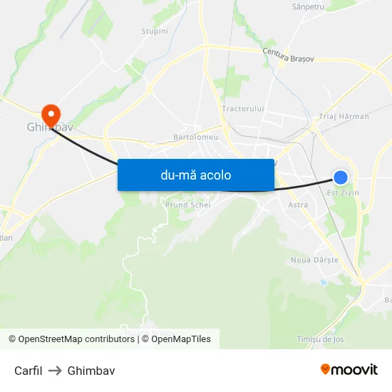 Harta de Carfil către Ghimbav