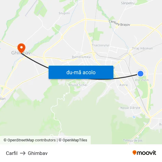 Harta de Carfil către Ghimbav