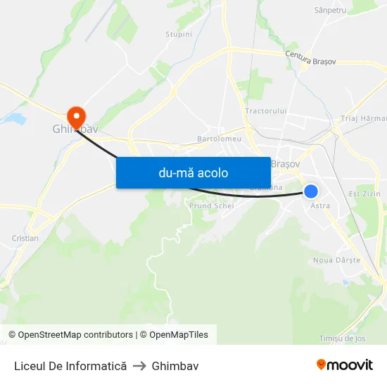 Harta de Liceul De Informatică către Ghimbav
