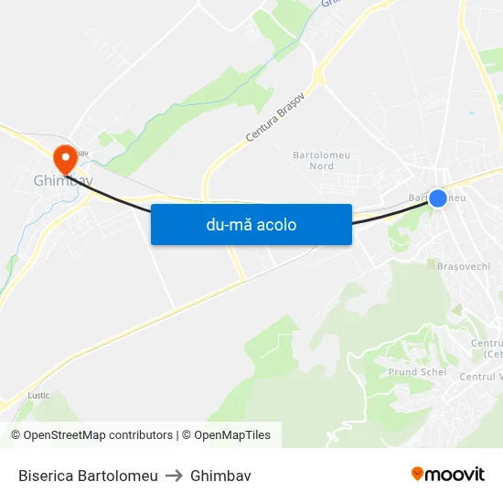 Harta de Biserica Bartolomeu către Ghimbav