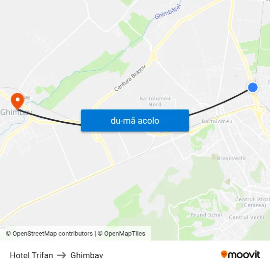 Harta de Hotel Trifan către Ghimbav