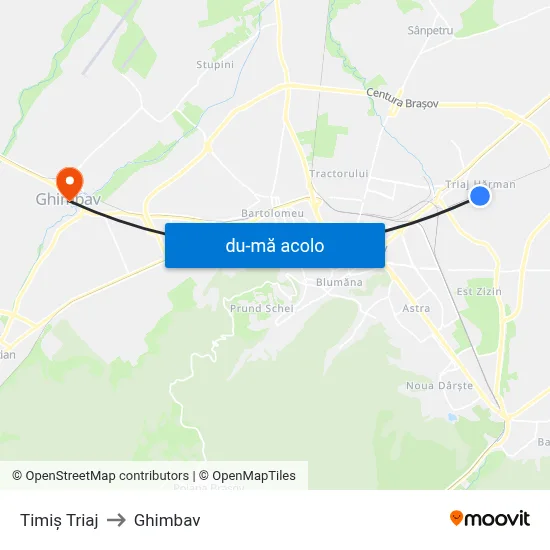 Harta de Timiș Triaj către Ghimbav
