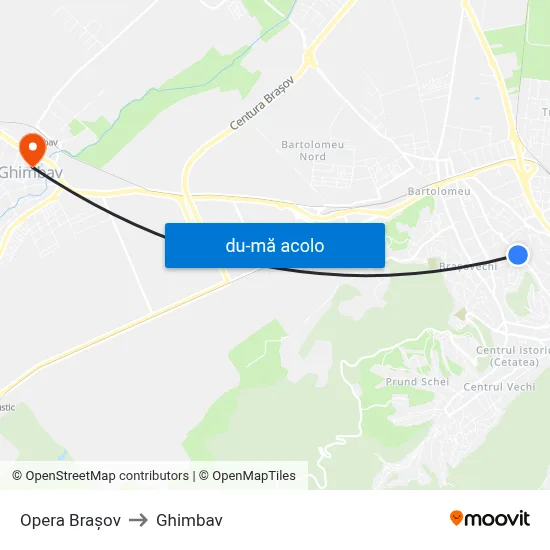 Harta de Opera Brașov către Ghimbav