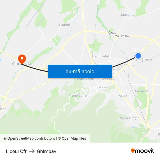 Harta de Liceul Cfr către Ghimbav