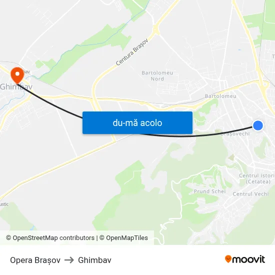 Harta de Opera Brașov către Ghimbav