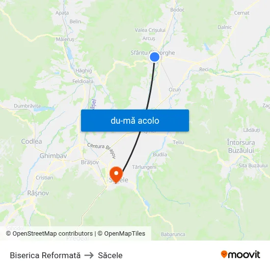 Harta de Biserica Reformată către Săcele