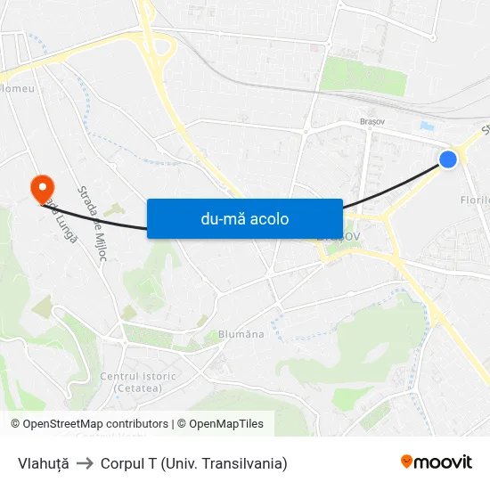 Harta de Vlahuță către Corpul T (Univ. Transilvania)