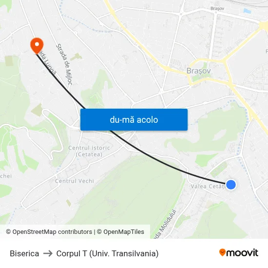 Harta de Biserica către Corpul T (Univ. Transilvania)