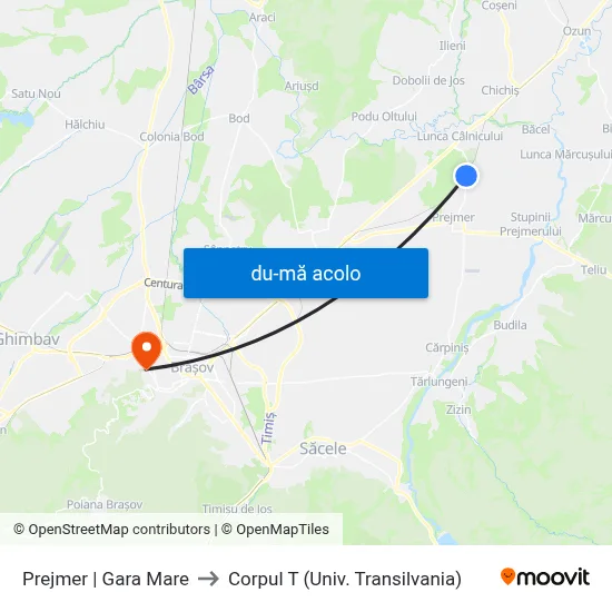 Harta de Prejmer | Gara Mare către Corpul T (Univ. Transilvania)
