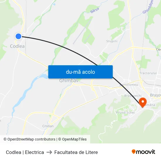 Harta de Codlea | Electrica către Facultatea de Litere