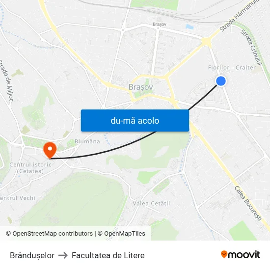 Harta de Brândușelor către Facultatea de Litere