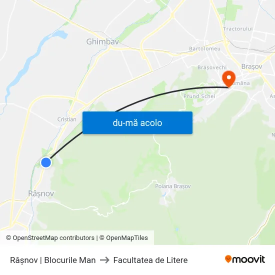 Harta de Râșnov | Blocurile Man către Facultatea de Litere