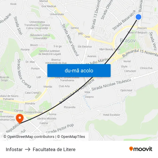 Harta de Infostar către Facultatea de Litere