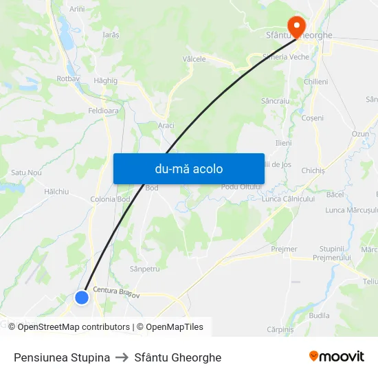 Harta de Pensiunea Stupina către Sfântu Gheorghe