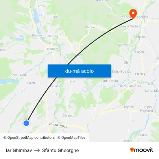 Harta de Iar Ghimbav către Sfântu Gheorghe