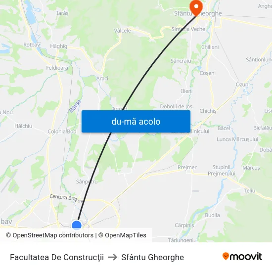 Harta de Facultatea De Construcţii către Sfântu Gheorghe