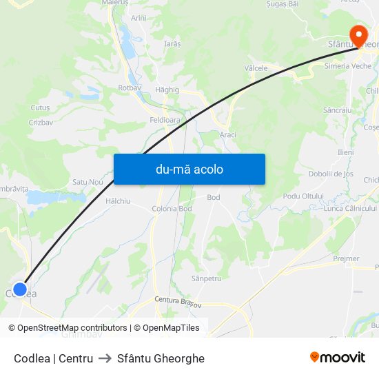 Harta de Codlea | Centru către Sfântu Gheorghe
