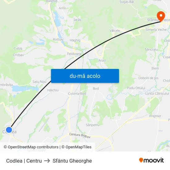 Harta de Codlea | Centru către Sfântu Gheorghe