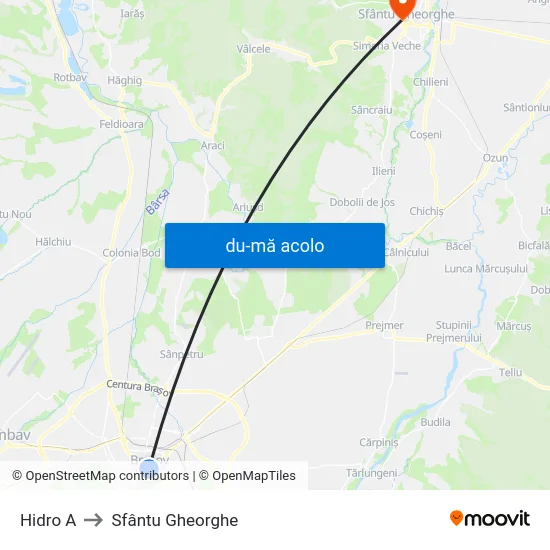 Harta de Hidro A către Sfântu Gheorghe