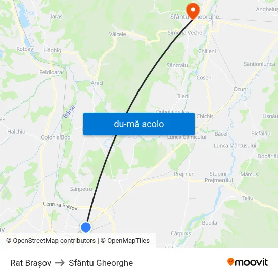 Harta de Rat Brașov către Sfântu Gheorghe