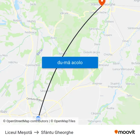 Harta de Liceul Meșotă către Sfântu Gheorghe